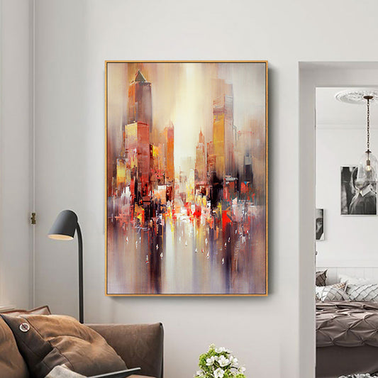 Hand Painted Abstract Oil Painting Sunrise Landscape Canvas Wall Art Painting Large Picture For Home Living Room,31inx47in,No Frame