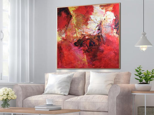 RedWallArtAbstractRedPaintingColorfulPaintingLargeAbstractArtLargeOriginalPaintingArtworkAbstract 31in,No Frame