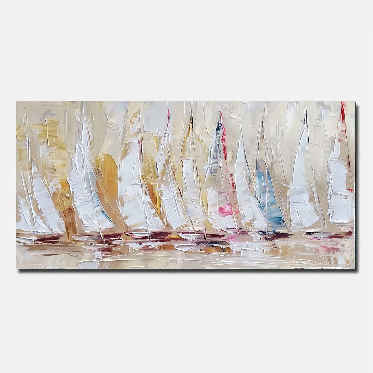 Abstract Hand Painted Oil Painting On Canvas Sailing boat Blue Wall Art Unframed/Rolled