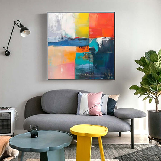 Abstract Handmade Oil Painting Modern Minimalist Home Living Room Decoration Painting,31inx31in,No Frame