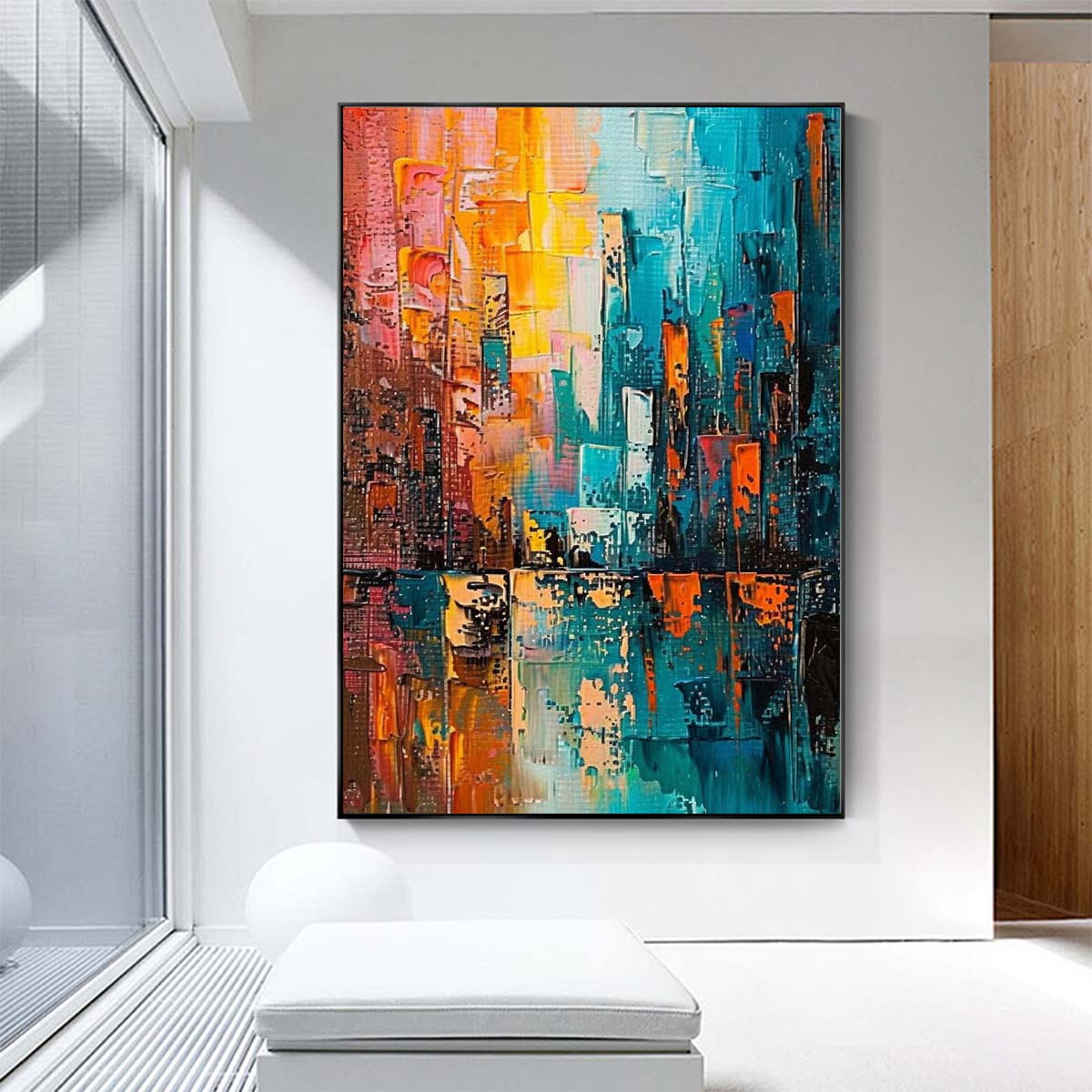 Original creation City Hand painted Oil Painting Canvas Wall Art For Home Living Room Unframed/Rolled #063