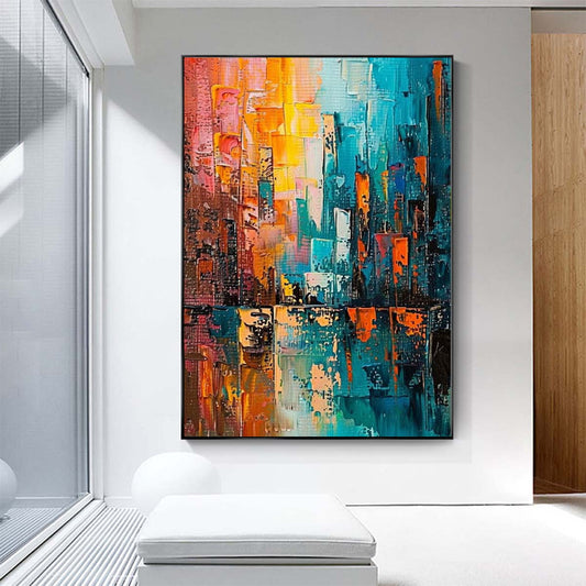 Original creation City Hand painted Oil Painting Canvas Wall Art For Home Living Room Unframed/Rolled #063