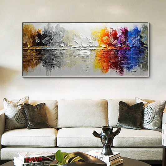 #350Abstract Landscape Wall Art Oil Painting Handmade Modern Canvas Oil Painting For Living Room Decoration Art,27inx54in,No Frame
