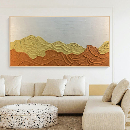 Hand Painted Abstract Painting Mountain Texture Acrylic Modern Art Oil Painting For Living Room Wall,27inx54in,No Frame