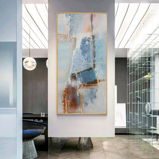 Pure Hand painted Abstract Oil Painting Living Room Decorative Painting Corridor Aisle Light Luxury Hanging Painting,27inx54in,No Frame