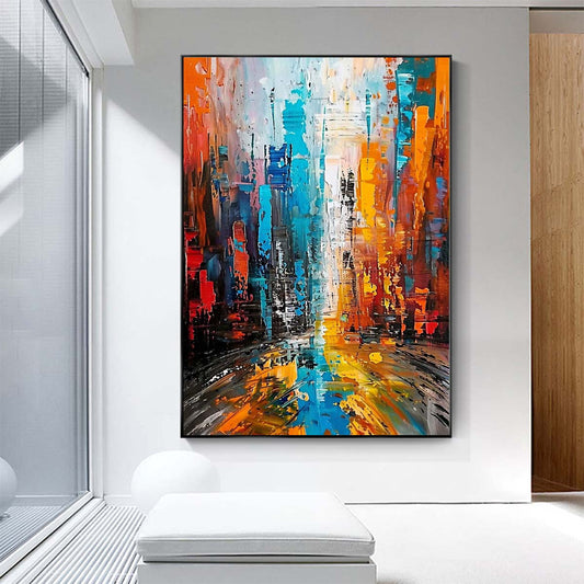 Original creation City Hand painted Oil Painting Canvas Wall Art For Home Living Room Unframed/Rolled #032