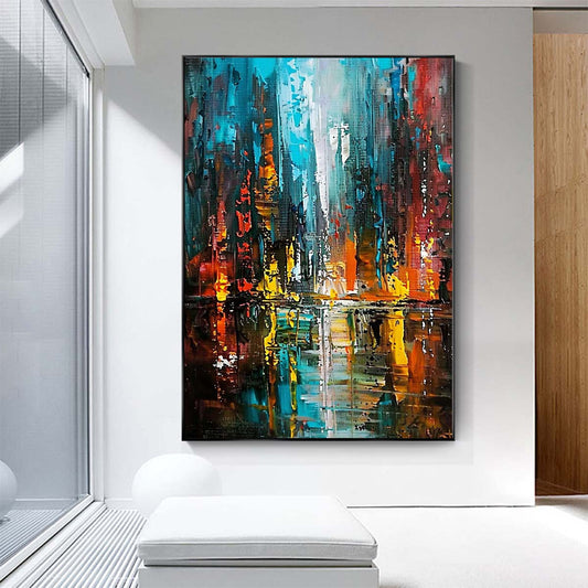 Original creation City Hand painted Oil Painting Canvas Wall Art For Home Living Room Unframed/Rolled #007