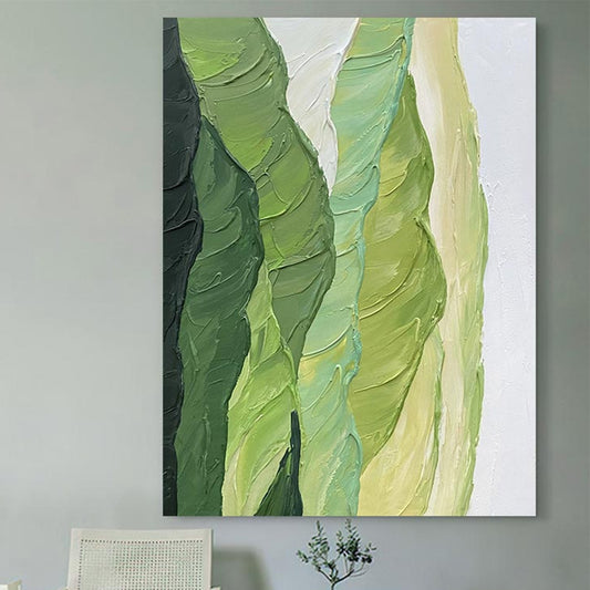 Abstract Art Handmade Oil Painting Canvas Green Paintings Wall Pictures Wall Artwork For Dining Room,31inx47in,No Frame
