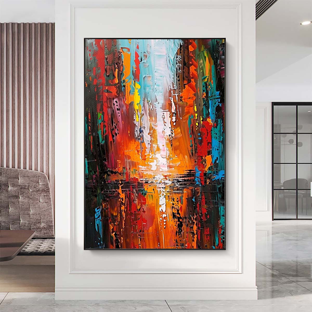 Original creation City Hand painted Oil Painting Canvas Wall Art For Home Living Room Unframed/Rolled #018