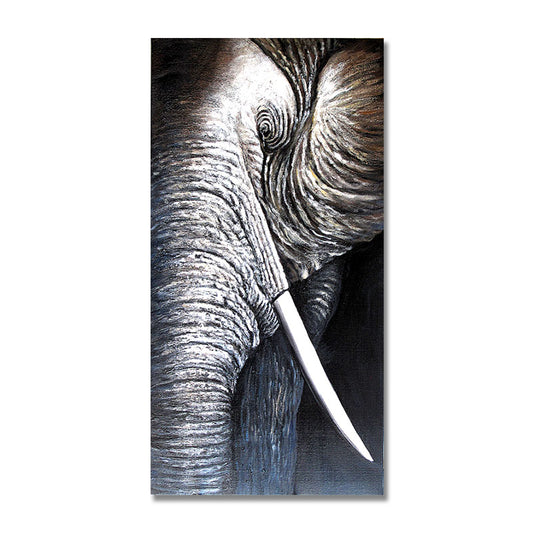 Hand Painted Oil Painting Abstract Animal Canvas Wall Art Pictures Handmade Elephant Zebra Oil Painting For ,27inx54in,No Frame