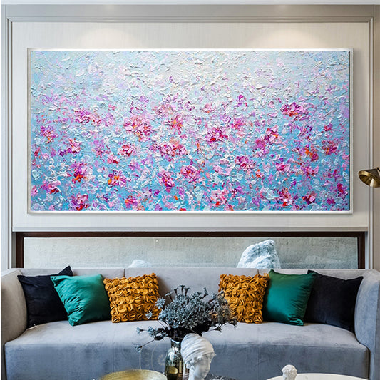 3D Knife Flower Oil Painting Wall Art Room Decor Picture Abstract Art Painting On Canvas Hand,27inx54in,No Frame