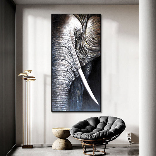 Hand Painted Oil Painting Abstract Animal Canvas Wall Art Pictures Handmade Elephant Zebra Oil Painting For ,27inx54in,No Frame