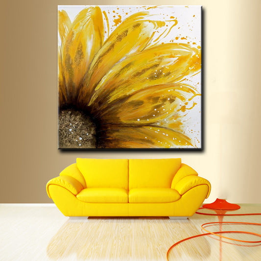 Abstract Yellow Sunflower Oil Painting  Handpainted On Canvas Modern Handmade Plant Flowers Wall Art,31inx31in,No Frame