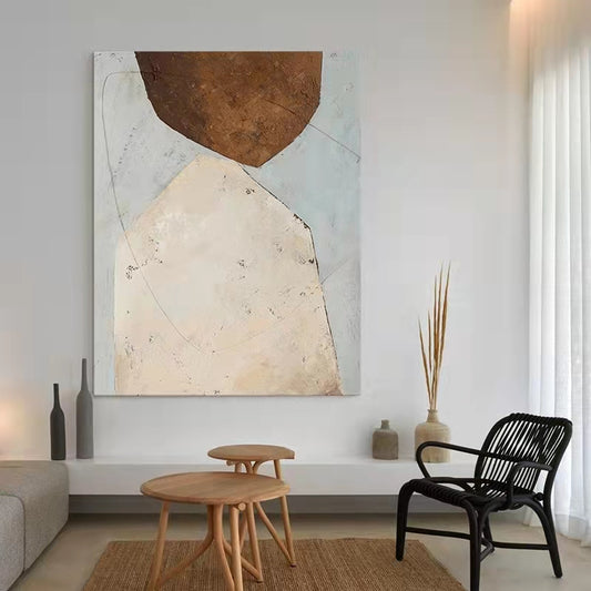 Modern Abstract Handpainted Living Room Decoration Painting Lucky Stone Sofa Background Wall Japanese Abject Style Corridor,31inx47in,No Frame
