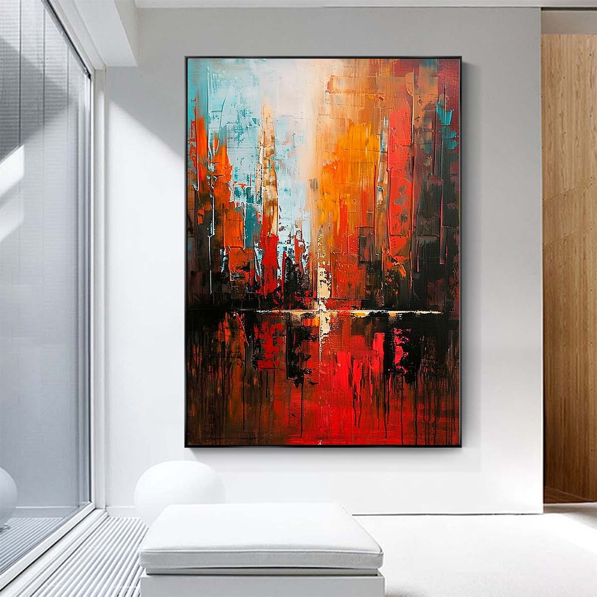 Original creation City Hand painted Oil Painting Canvas Wall Art For Home Living Room Unframed/Rolled #034