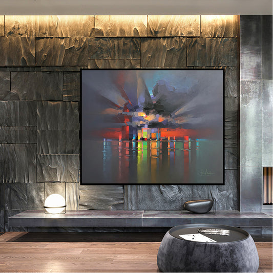 Morden Abstract Landscape Oil Painting Nordic Canvas Poster Wall Art Hand Paint Colorful Oil Painting For