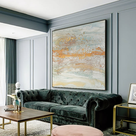 Newest Abstract Gold Paintings  Handmade Acrylic Canvas Modern Wall Decor Art Wall Unframe Decor,31inx31in,No Frame