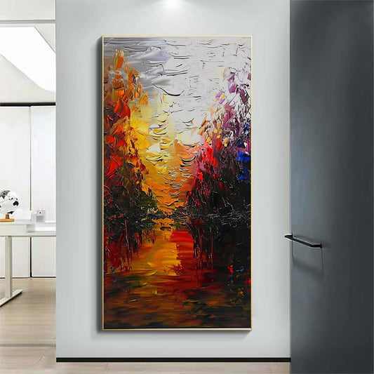 Landscape Paintings Abstract Handmade Oil Painting Modern Home Living Room Decoration Painting,27inx54in,No Frame