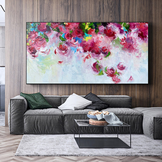 #580Abstract Flower Painting Wall Decor Artwork Handmade Oil Painting Art On Canvas Flower Picture,27inx54in,No Frame