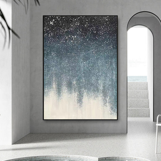 #710Hand painted Oil Painting Starry Living Room Sofa Background Wall Decoration Painting Abstract Canvas Painting,31inx47in,No Frame