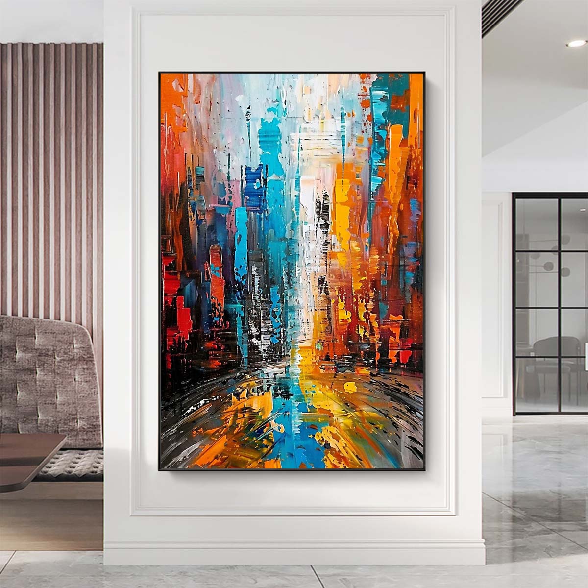 Original creation City Hand painted Oil Painting Canvas Wall Art For Home Living Room Unframed/Rolled #032