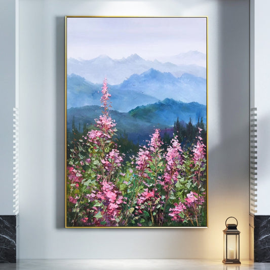 #870Handmade Wall Art Paintings Abstract Flowers Oil Painting Hand Painted Landscape Abstract Art Pictures Modern Home,31inx47in,No Frame