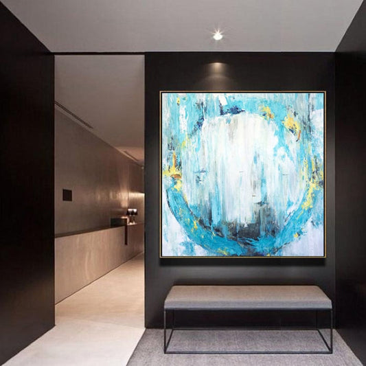 Extra Large Wall Art Canvas Art Turquoise Painting Blue Painting Colorful Painting Acrylic Painting On Canvas Living Room Decor31inx31in,No Frame