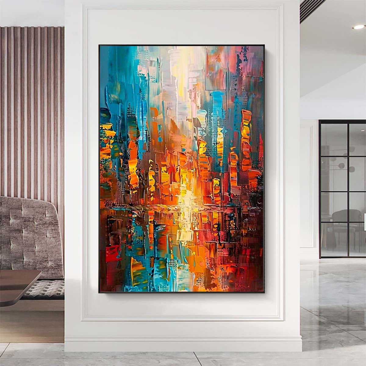Original creation City Hand painted Oil Painting Canvas Wall Art For Home Living Room Unframed/Rolled #020