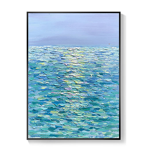 Original Hand Painted Oil Painting Modern Decorative Painting Living Room Abstract Thick Oil Sea Decor Landscape,31inx47in,No Frame