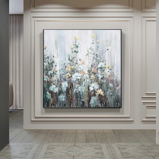 Hand Painted Oil Painting On Canvas Art Handmade Flower Oil Painting Wall Art Picture Three,31inx31in,No Frame