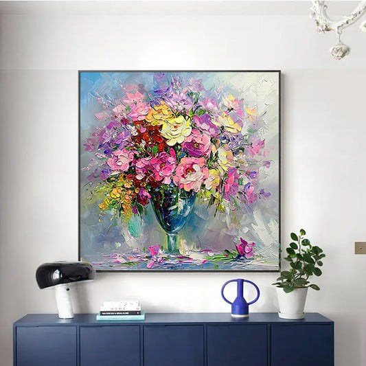 Handpainted Flower Oil Painting On Canvas New Handmade Paintings Wall Art Picture Home Decoration,31inx31in,No Frame