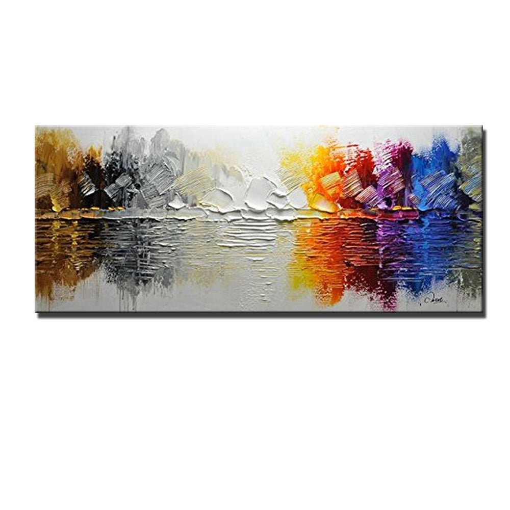 #350Abstract Landscape Wall Art Oil Painting Handmade Modern Canvas Oil Painting For Living Room Decoration Art,27inx54in,No Frame