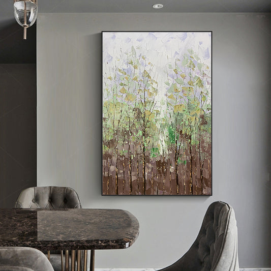 Hand Painted Oil Painting Forest Landscape Hanging Painting 3D Knife Painting Abstract Home Hotel Decoration Painting,31inx47in,No Frame