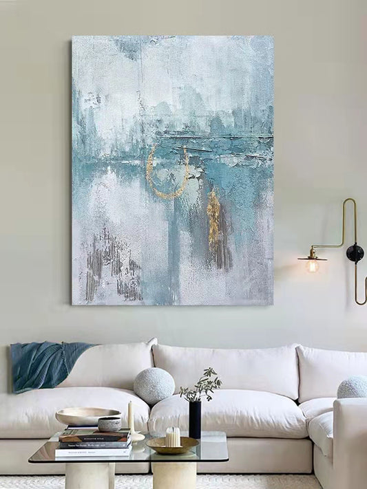 Modern Abstract Oil Painting on Canvas Posters and Prints Wall Art Painting Blue Abstract Art Picture ,31inx47in,No Frame