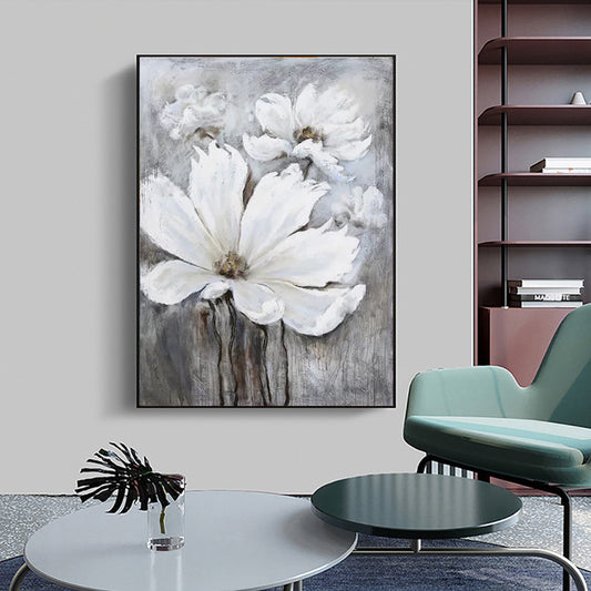 Large Size Abstarct Flower Oil Painting Hand Painted Modern Wall Art Living Room Home Decoration Canvas,31inx47in,No Frame