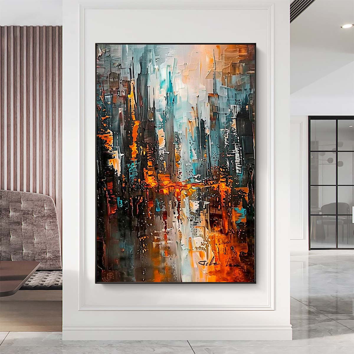 Original creation City Hand painted Oil Painting Canvas Wall Art For Home Living Room Unframed/Rolled #027