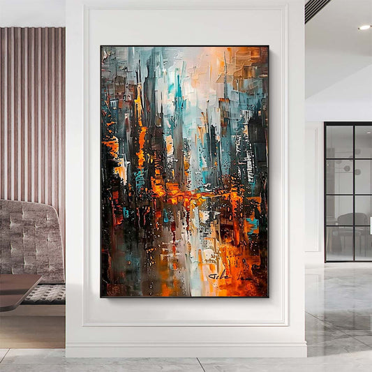 Original creation City Hand painted Oil Painting Canvas Wall Art For Home Living Room Unframed/Rolled #027