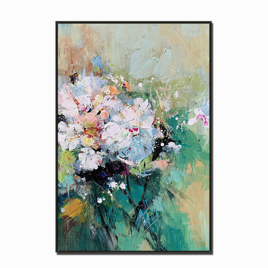 Abstract Art Colorful White Flowesr Canvas Painting Cuadros Posters Wall Art Picture For Living Room Home,31inx47in,No Frame
