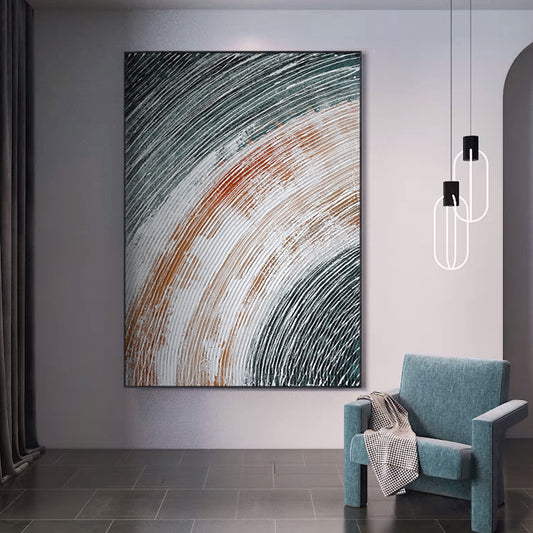 Handmade Stripe Oil Painting On Canvas Abstract Decorative Wall Picture Textured Oil Painted Art,31inx47in,No Frame