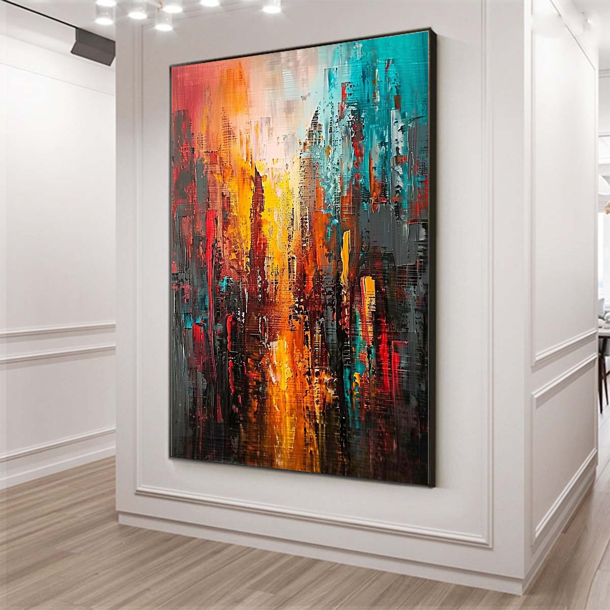 Original creation City Hand painted Oil Painting Canvas Wall Art For Home Living Room Unframed/Rolled #042