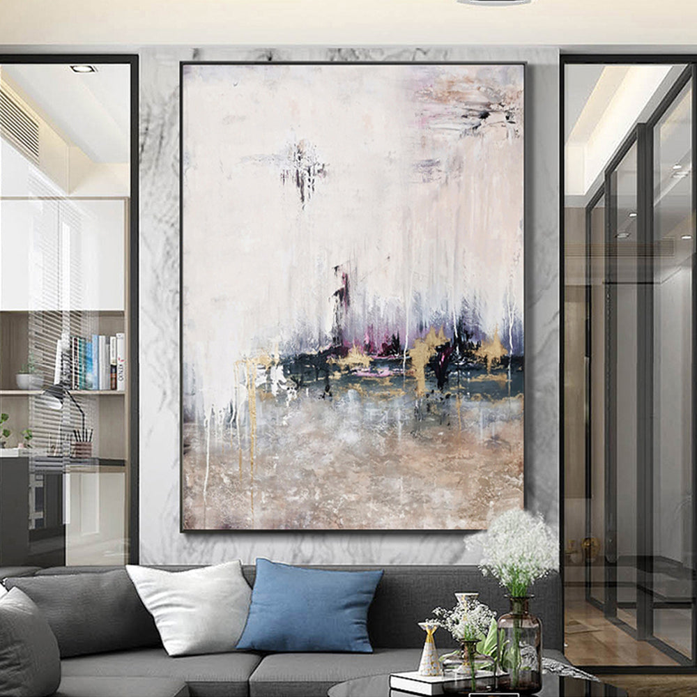 Large Abstract Painting Wall Decor Hand Painted Oil Painting Thick Texture Canvas Painting For Living Room,31inx47in,No Frame