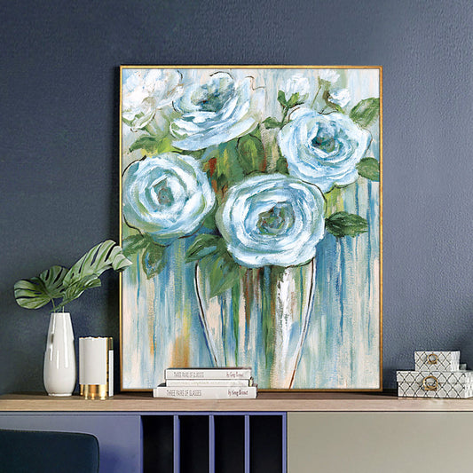 Abstract Flower Textural Knife Painting  Hand Painted Oil Painting On Canvas Handmade Wall Art  For Living Room,31inx47in,No Frame