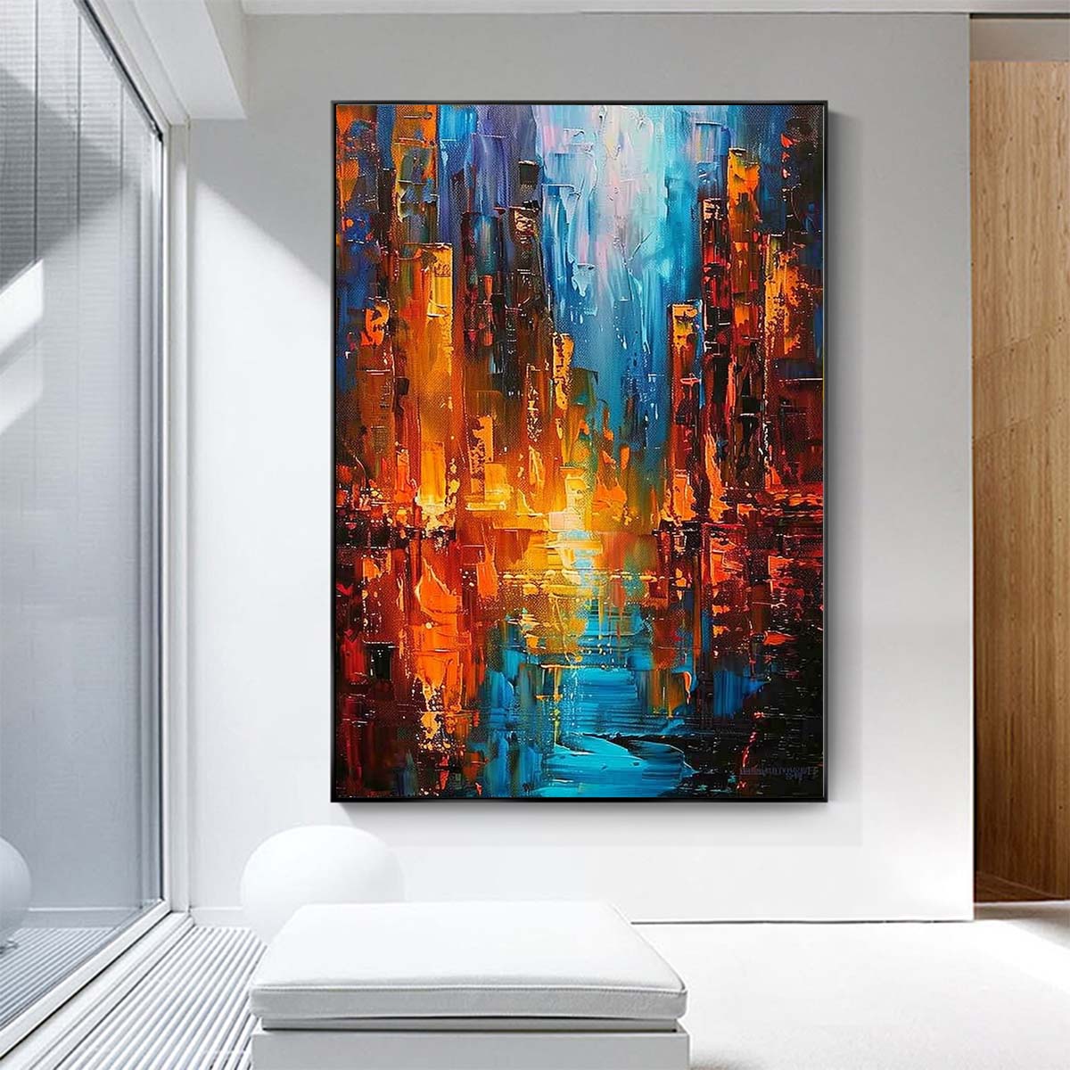 Original creation City Hand painted Oil Painting Canvas Wall Art For Home Living Room Unframed/Rolled #055