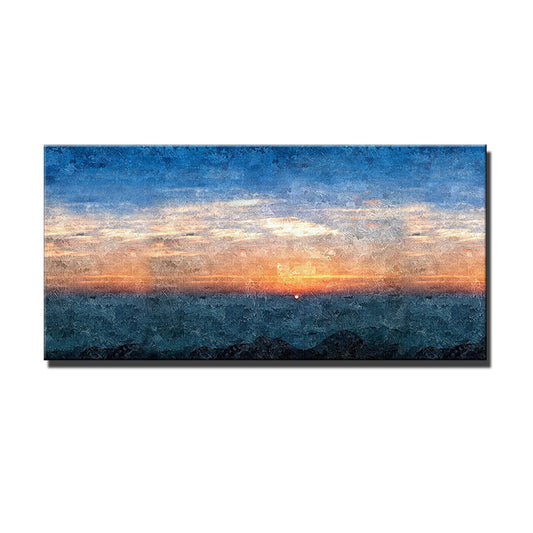 Hand Painted Abstract Oil Painting Sunrise Landscape Canvas Wall Art Painting Large Picture For Salon Home,27inx54in,No Frame
