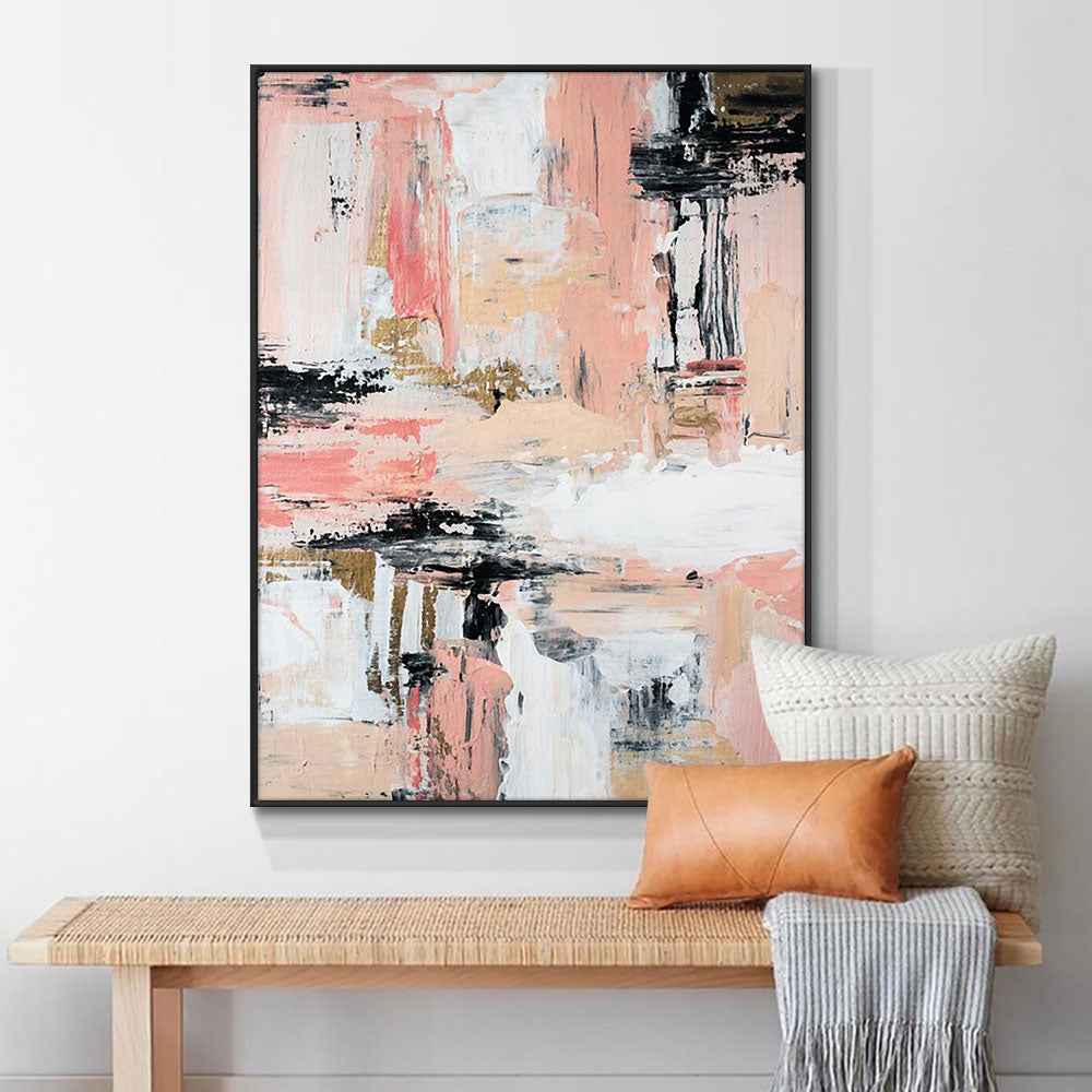 Hand Painted Oil Painting On Canvas Abstract Textured Pink Paintings Wall Art For Living Room,31inx47in