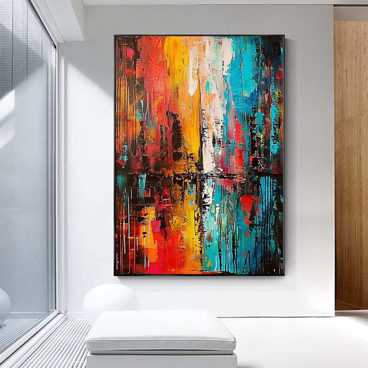 Original creation City Hand painted Oil Painting Canvas Wall Art For Home Living Room Unframed/Rolled #047