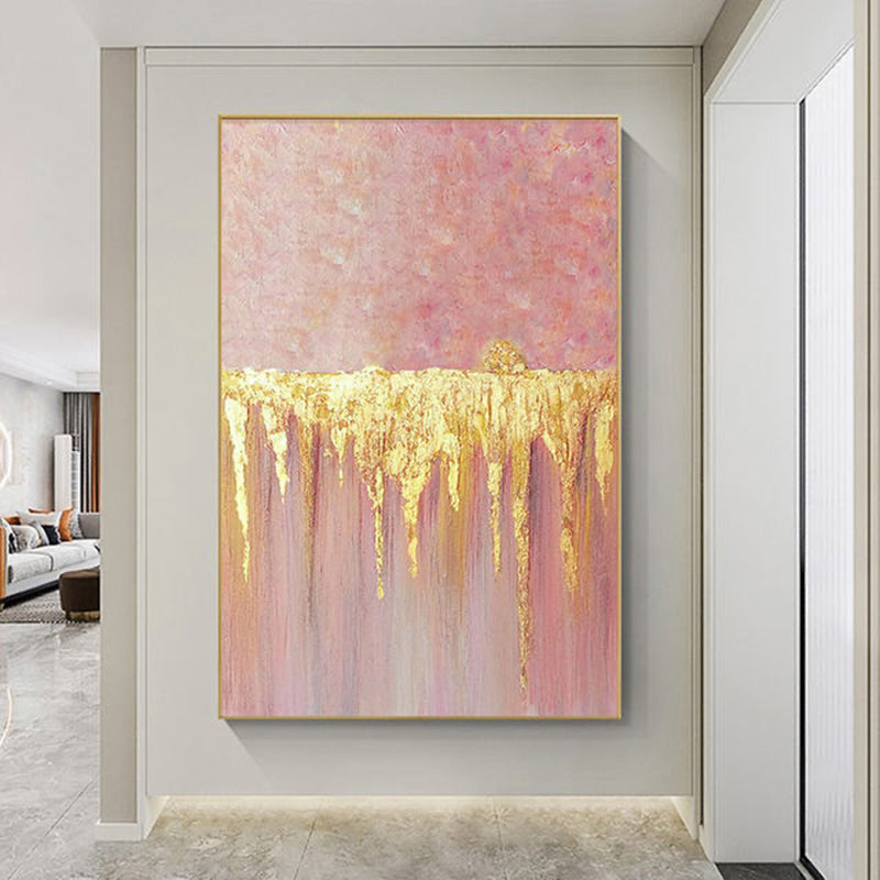 Pure Hand painted Oil Painting Nordic Decorative Painting Abstract Art High grade Hanging Painting Gold Foil,31inx47in,No Frame