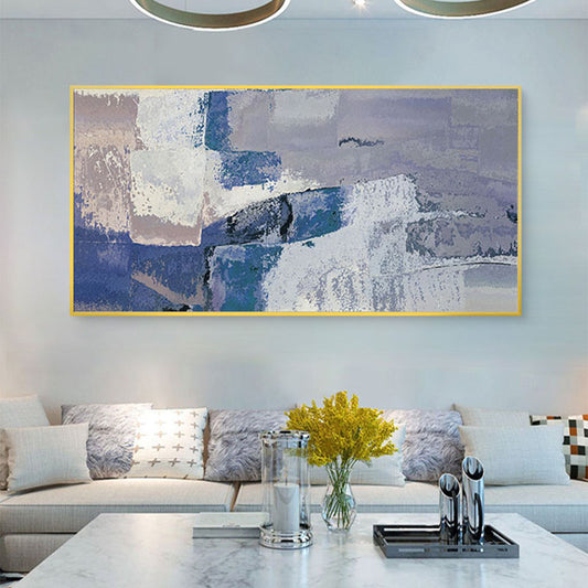 Customizable abstract hand painted landscape mural large decorative living room mural blue ocean,27inx54in,No Frame