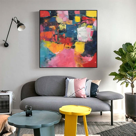 Abstract Handmade Oil Painting Modern Minimalist Home Living Room Decoration Painting,31inx31in,No Frame