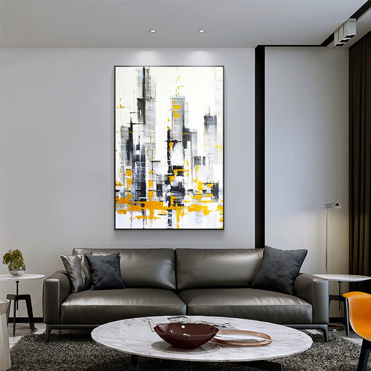 Pure Hand painted Decorative Painting City Scenery Entrance Living Room Bedroom Modern Canvas Painting,31inx47in,No Frame